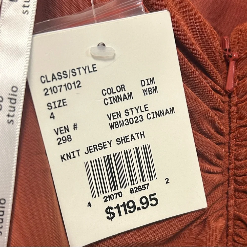 NWT David’s Bridal spaghetti strap ruched stretch jersey dress in cinnamon - Picture 7 of 7